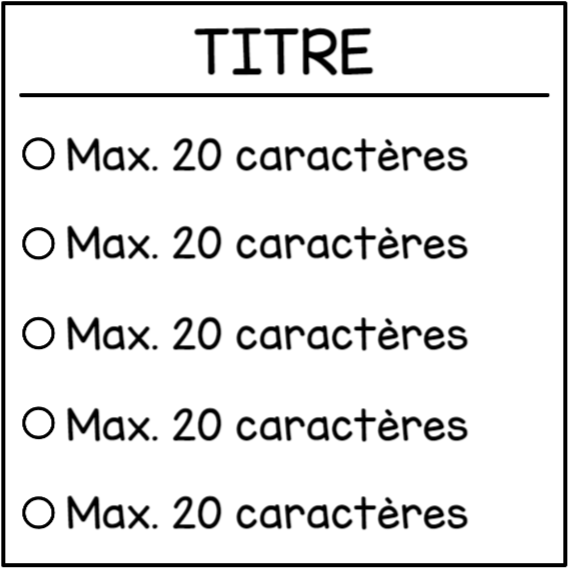 Liste à cocher 5 espaces (sur mesure)