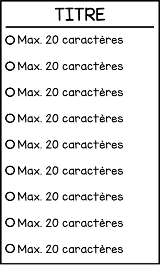 Checklist - 9 spaces (bespoke)